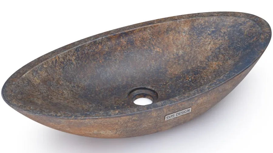 obrazek 2 Prestiżowa umywalka 60 cm ORION BASIC – GRANITE, niebiesko-szary i ochra, lakier półmatowy