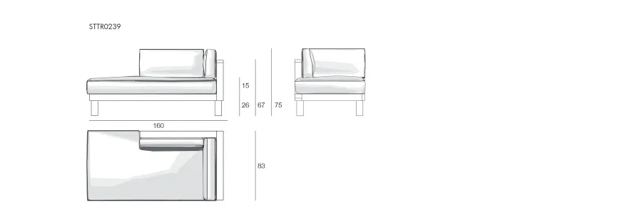 obrazek 2 Asymetryczna ogrodowa sofa Saint Tropez z prawym podłokietnikiem