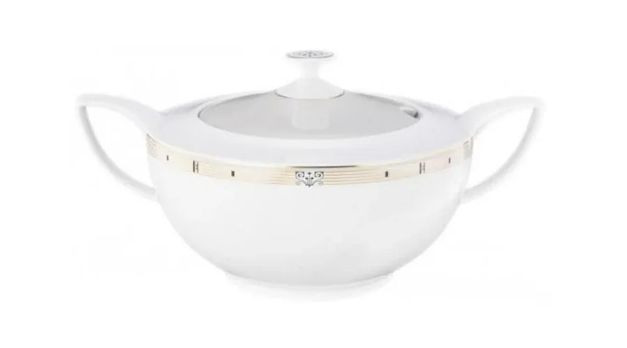 obrazek 1 Prestiżowa porcelanowa waza z pokrywką o subtelnym złotym zdobieniu – Tettau