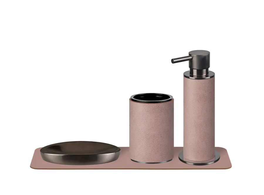 obrazek 2 Wyjątkowy uchwyt na kubek wykonany z naturalnej skóry w stylowym kolorze złamanego pudrowego różu