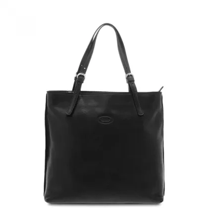 Zdjęcie Luksusowa czarna shopperka ze skóry - Giudi