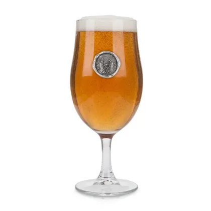 Zdjęcie Wyjątkowy prezent – szklanka do piwa z cynowym kartuszem z inicjałem – stylizowaną literą „W”