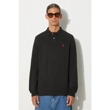 Zdjęcie Polo Ralph Lauren longsleeve bawełniany kolor czarny gładki
