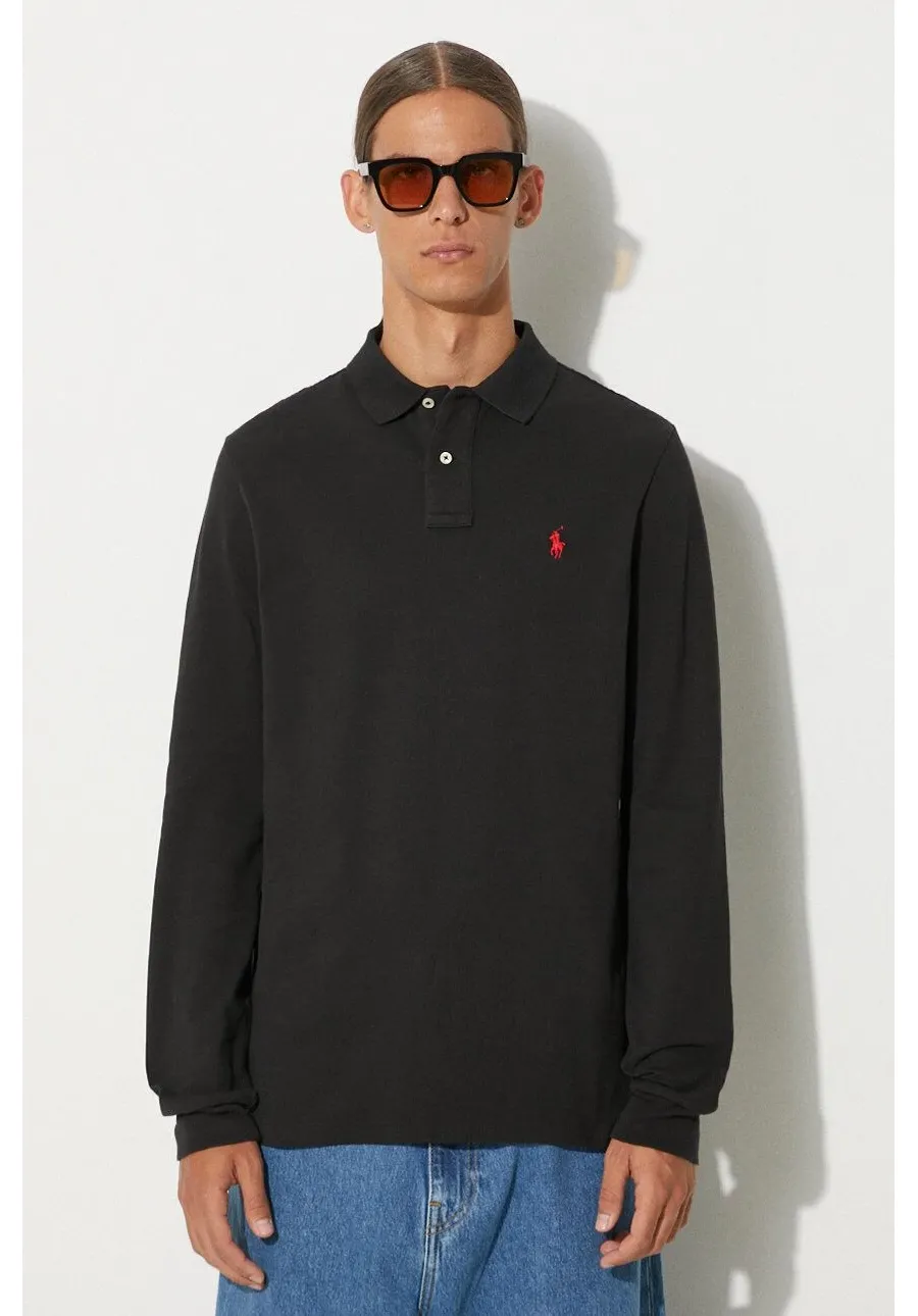 obrazek 1 Polo Ralph Lauren longsleeve bawełniany kolor czarny gładki