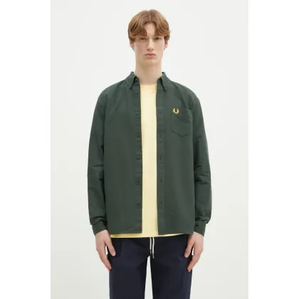 Zdjęcie Fred Perry koszula bawełniana męska kolor zielony regular z kołnierzykiem button-down M5516.X89