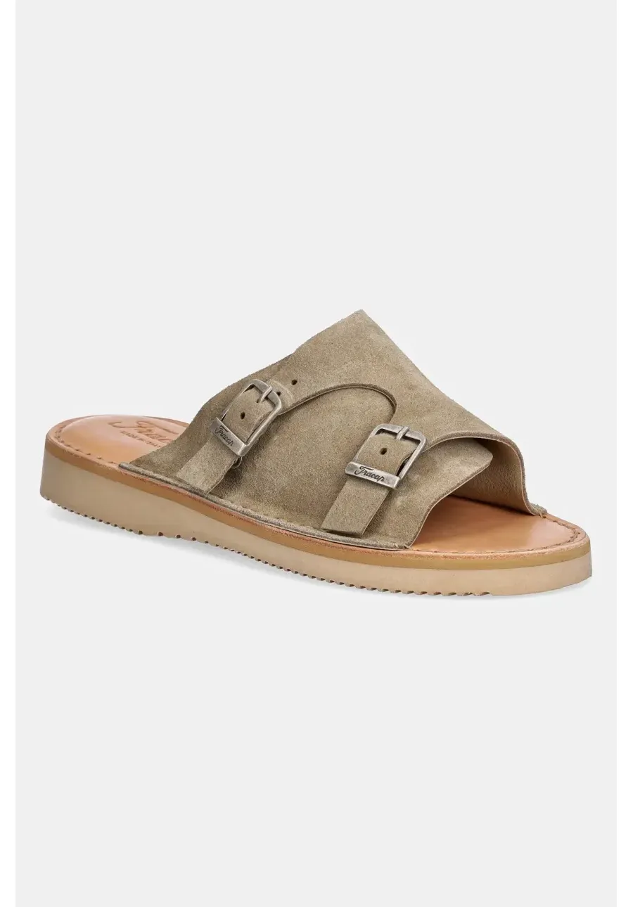 obrazek 1 Fracap klapki skórzane Sandals kolor beżowy D110