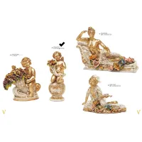 Picture Angel kneeling on a ball with a horn of flowers - Valle d'oro Patchi