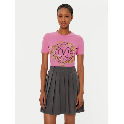 Zdjęcie Versace Jeans Couture T-Shirt 78HAHC01 Różowy Regular Fit