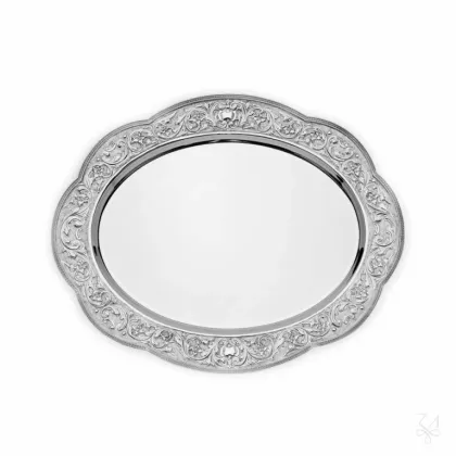 Zdjęcie Owalna srebrna taca o charakterystycznym zdobieniu - Zaramella Argenti