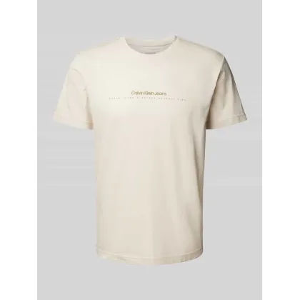 Zdjęcie Calvin Klein Jeans T-Shirt Minimal Logo J30J327075 Beżowy Regular Fit