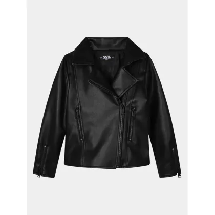Zdjęcie Karl Lagerfeld Kids Kurtka z imitacji skóry Z16161 S Czarny Regular Fit