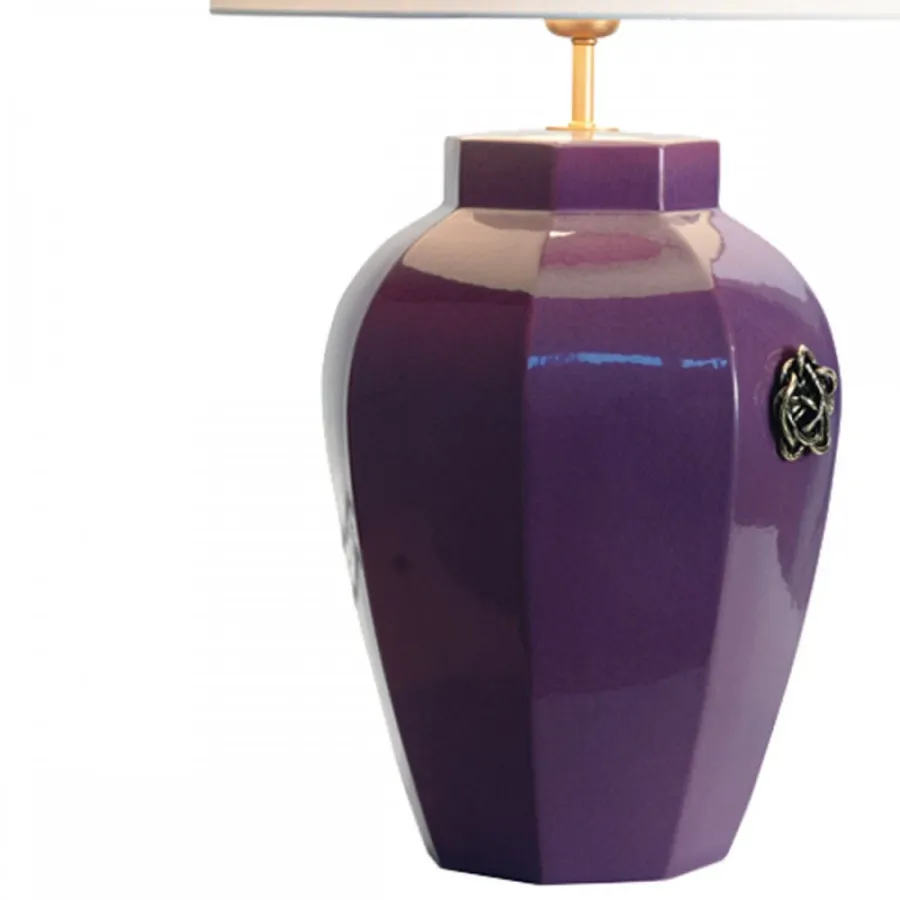 obrazek 3 Ośmiokątna ceramiczna lampa stołowa H.39xL.30xP.30 cm