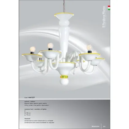 Zdjęcie Mlecznobiały żyrandol z sześcioma światłami z cedrową żółtą dekoracją - Il Paralume Marina