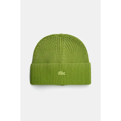 Zdjęcie Lacoste czapka bawełniana kolor zielony z cienkiej dzianiny bawełniana RB3152