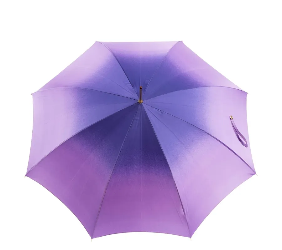obrazek 4 Oryginalny fioletowy parasol damski z rączką zdobioną złotą czaszką – Pasotti