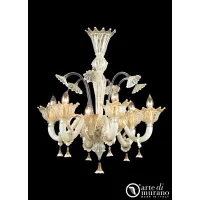 Picture A stunning chandelier with 8 bulbs, made of Murano glass and 24-carat gold