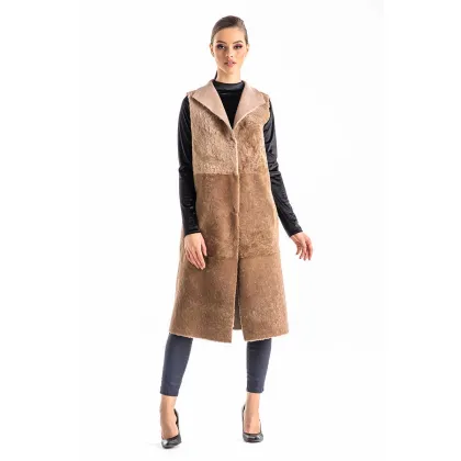 Picture Reversible long vest made of sheep fur - A&A Vesa