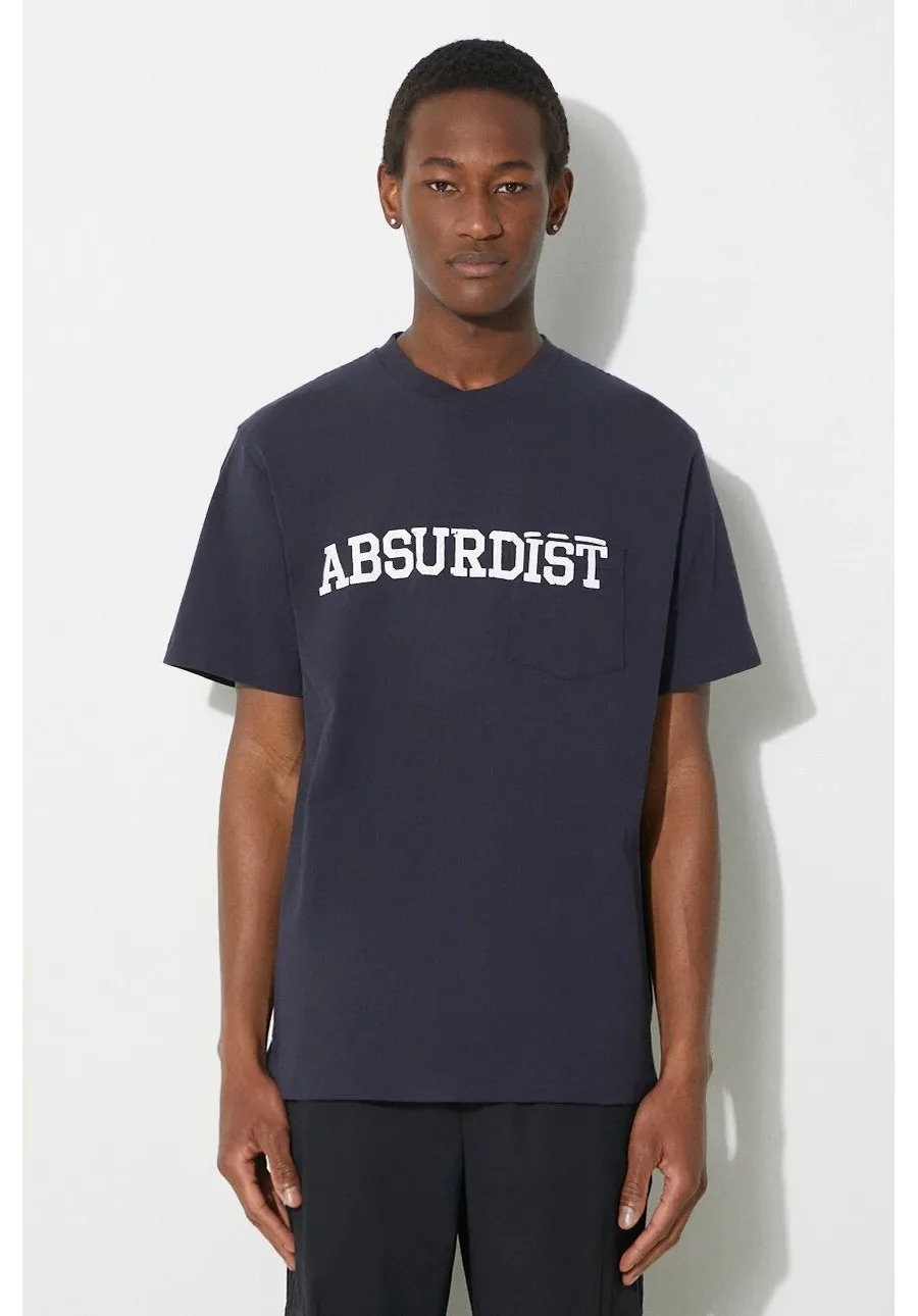 obrazek 1 Engineered Garments t-shirt bawełniany Printed Cross Crew Neck męski kolor granatowy z nadrukiem OR424.NP116