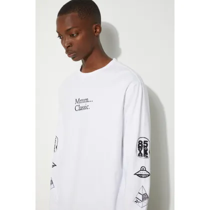 Zdjęcie Reebok Classic longsleeve bawełniany Skateboard Longsleeve Tee HT8175 kolor biały z nadrukiem HT8175-BIALY