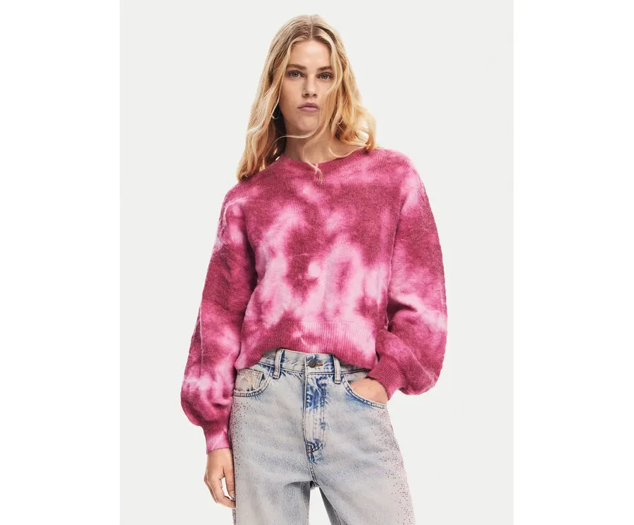 obrazek 1 Desigual Sweter Victoria 24WWJF17 Różowy Relaxed Fit
