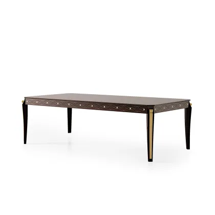 Picture Italian brown classic dining table with extendable top - Bianchini