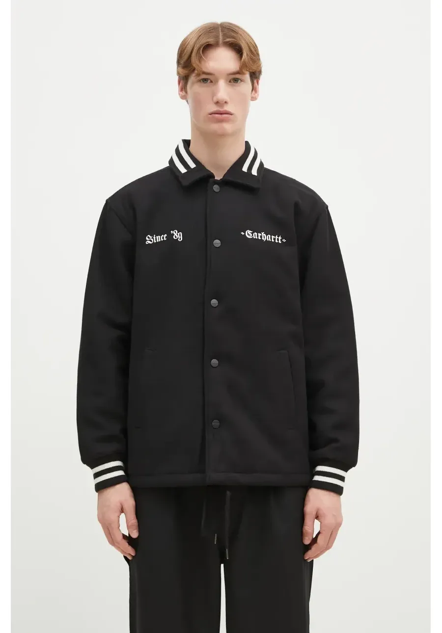 obrazek 1 Carhartt WIP kurtka z domieszką wełny Wool Coach Jacket kolor czarny przejściowa I034386.K02XX