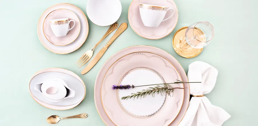 obrazek 1 Elegancki porcelanowy komplet zastawy stołowej dla 12 osób - Porcel