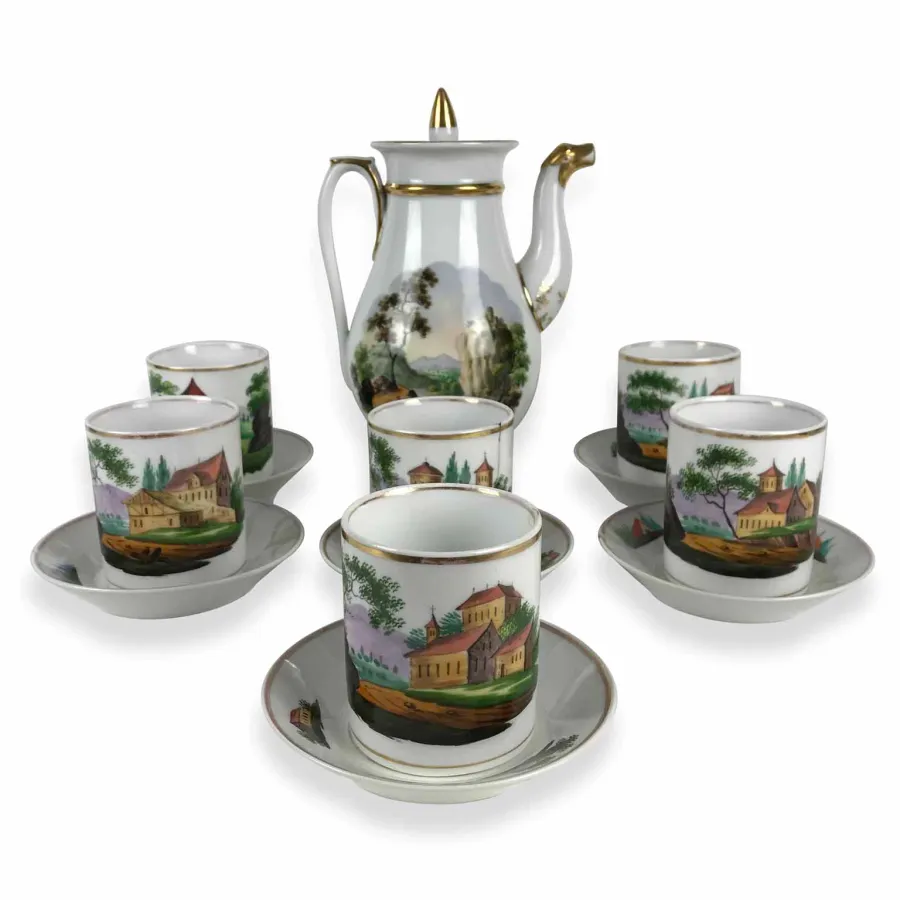 obrazek 1 XIX-wieczny serwis do herbaty z porcelany