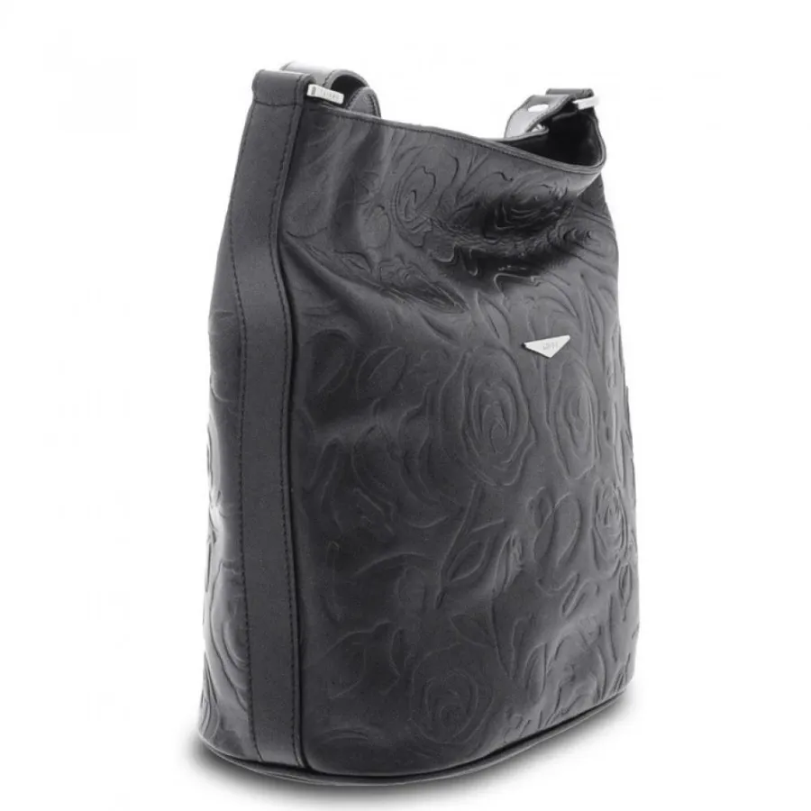 obrazek 1 Skórzana czarna torebka na ramię - Giudi