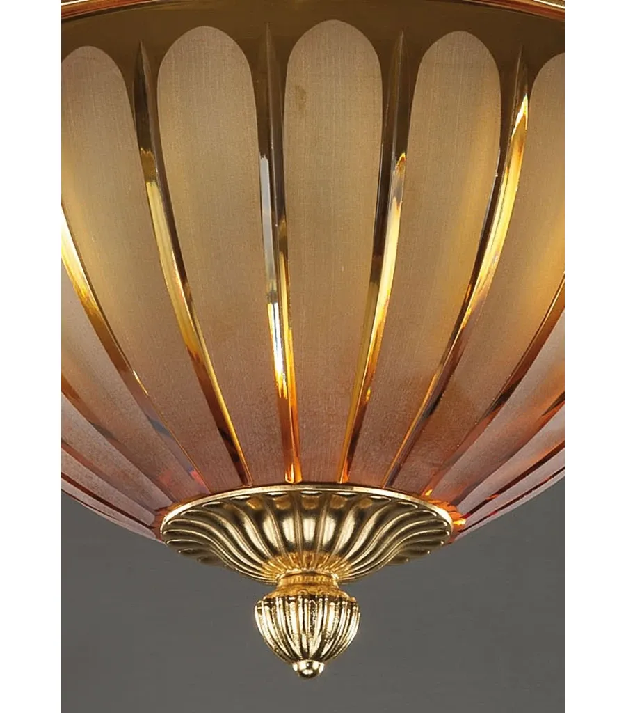 obrazek 3 Lampa sufitowa z kryształowym kubkiem i pozłacaną brązową obwódką