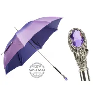 Picture Original women's purple umbrella with a beautiful carved handle with a Pasotti gem