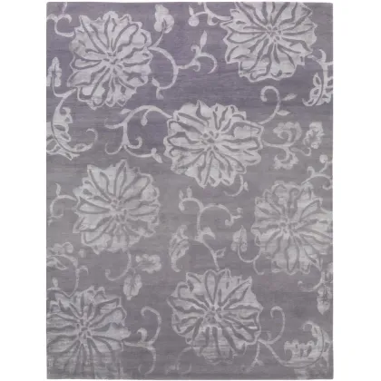 Zdjęcie Lawendowy dywan z wełny i jedwabiu w kwiaty