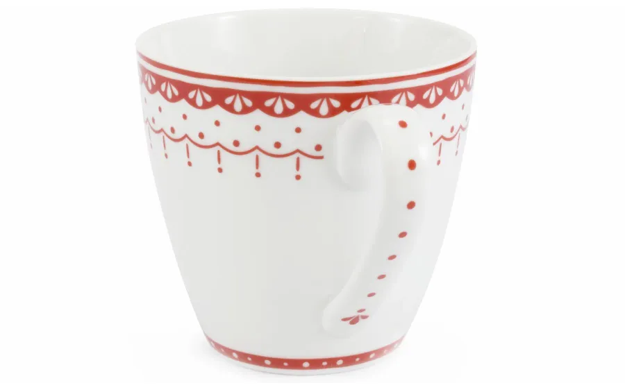 obrazek 2 Elegancki porcelanowy kubek z oryginalnym czerwonym zdobieniem z kolekcji HyggeLine – wariant 2 – Leander