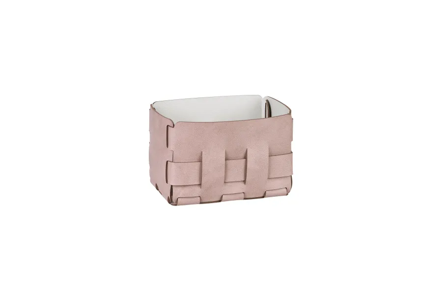 obrazek 3 Piękny koszyk Bottega 12x19xH13 cm w kolorze przygaszonego różu
