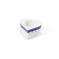 Zdjęcie Oryginalny porcelanowy świecznik w kształcie serca z niebieskim zdobieniem - Leander