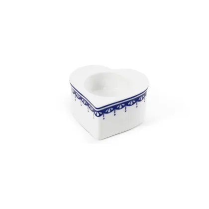 Zdjęcie Oryginalny porcelanowy świecznik w kształcie serca z niebieskim zdobieniem - Leander