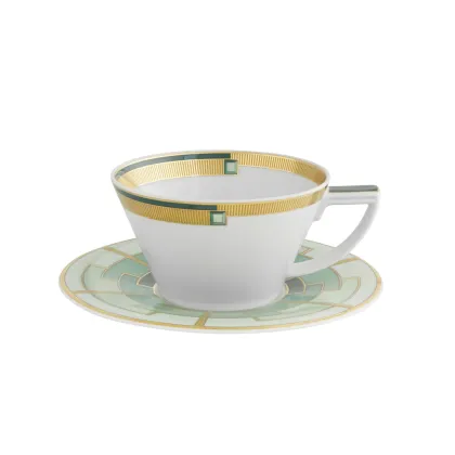 Picture Porcelain tea cup and saucer from the Emerald collection inspired by Art Deco style - 4 pieces - Vista Alegre