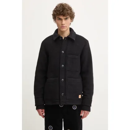 Zdjęcie A.P.C. kurtka koszulowa wełniana veste emile patch kolor czarny przejściowa WVBCA.H02961