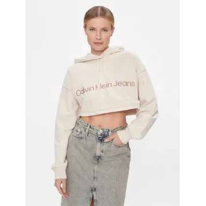 Zdjęcie Calvin Klein Jeans Bluza Hero Monologo Short Hoodie J20J222540 Écru Regular Fit