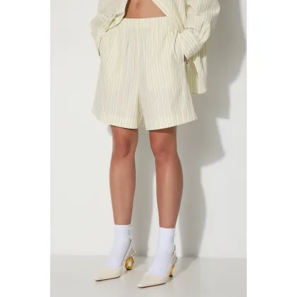 Zdjęcie Samsoe Samsoe szorty SALOVA damskie kolor beżowy wzorzyste high waist F24200111