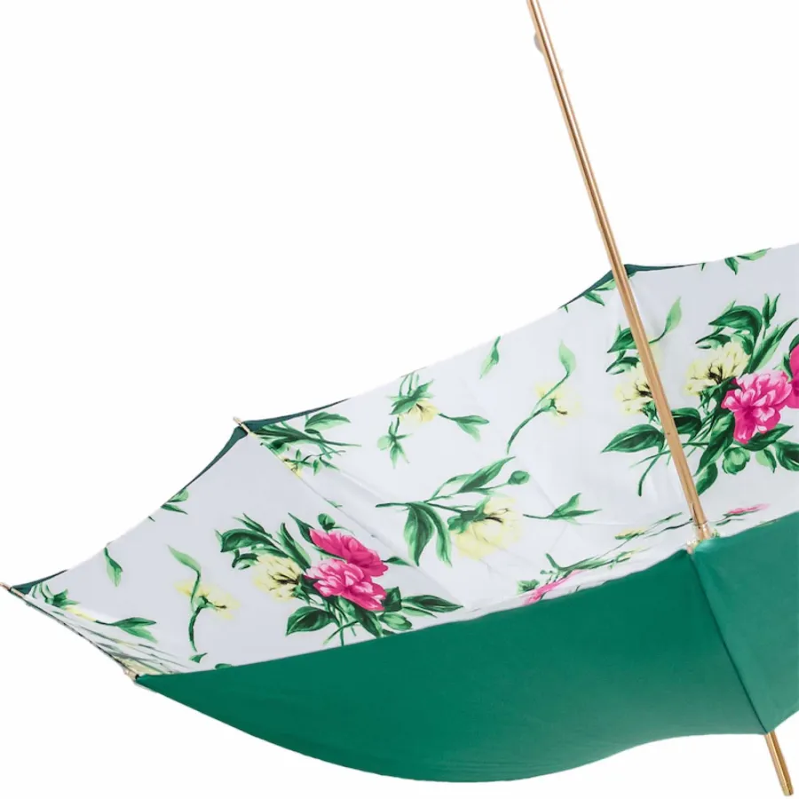 obrazek 5 Luksusowy parasol damski w kolorze szmaragdowo-zielonym z subtelnym motywem kwiatów - Pasotti