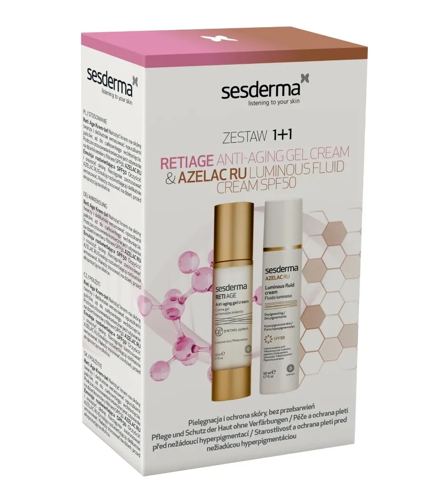 obrazek 1 Sesderma Zestaw (Retiage Krem-żel  + Azelac Ru Emulsja rozświetlająca SPF50 )