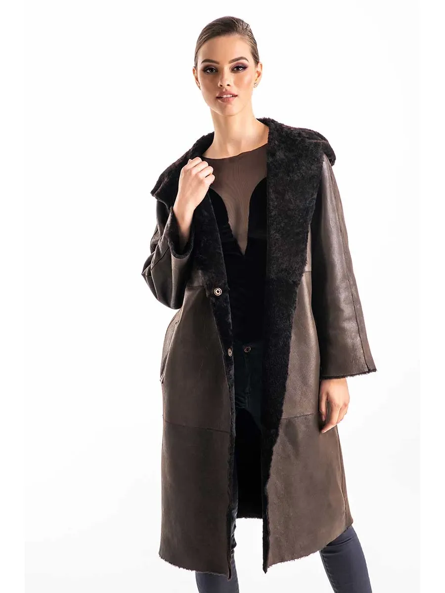 picture 6 Reversible coat with a hood made of lamb fur - A&A Vesa
