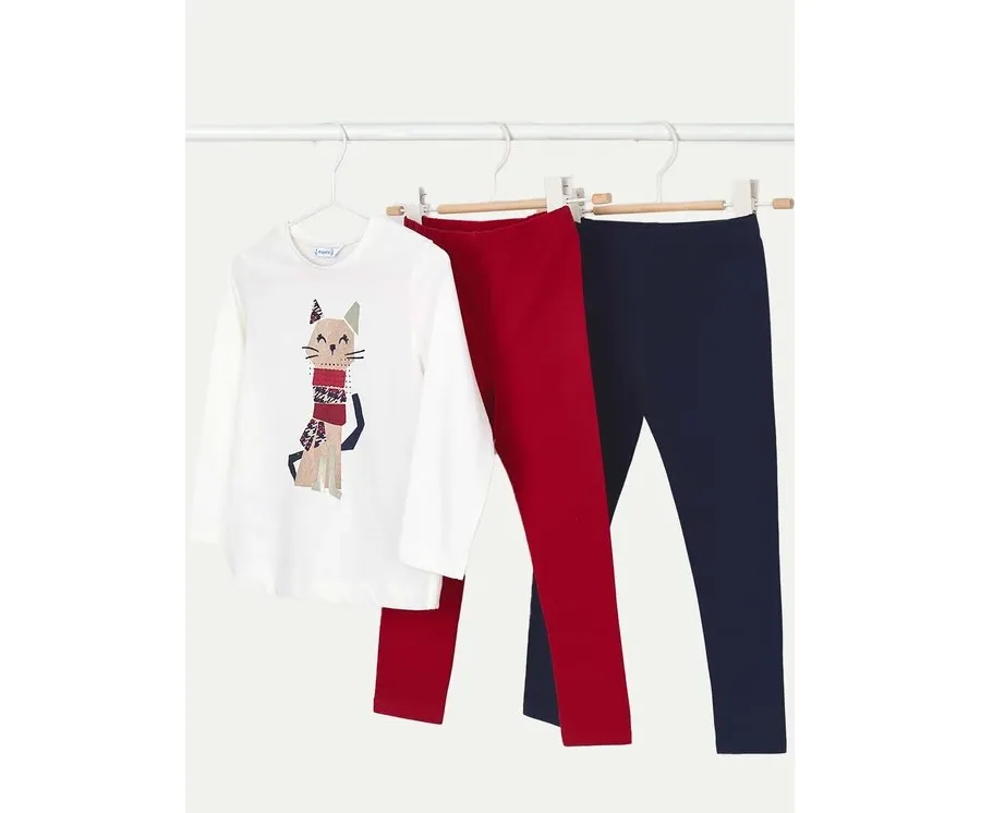 obrazek 1 Mayoral Komplet 2 par legginsów i bluzka 4711 Kolorowy Regular Fit