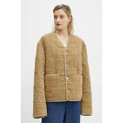 Zdjęcie Nanushka kurtka welurowa ADARA kolor zielony przejściowa oversize NU24FWJK03166