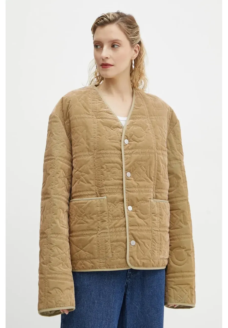 obrazek 1 Nanushka kurtka welurowa ADARA kolor zielony przejściowa oversize NU24FWJK03166