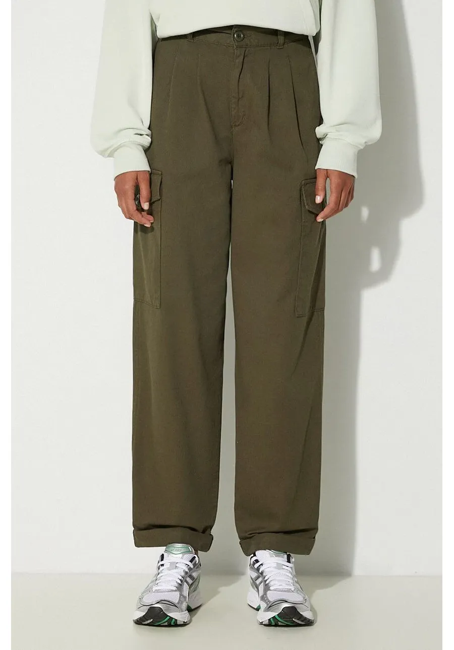 obrazek 1 Carhartt WIP spodnie bawełniane Collins Pant kolor zielony szerokie high waist I029789.666GD