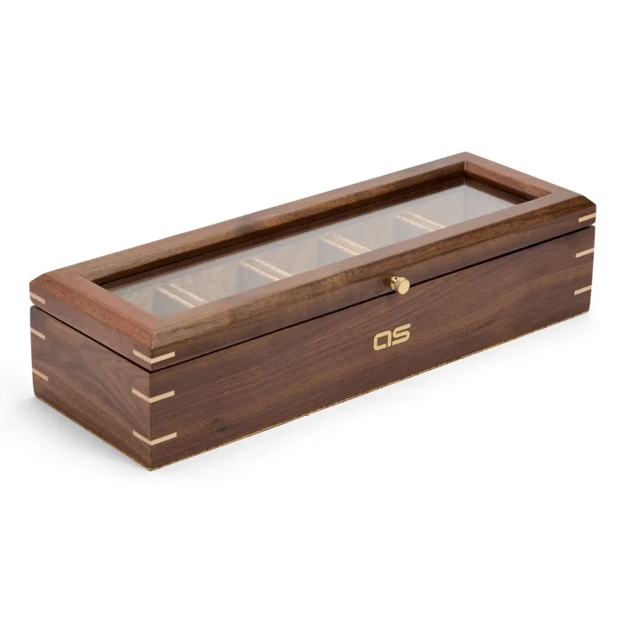 obrazek 5 Oryginalne drewniane pudełko Flatiron II Analog Shift Walnut na 5 zegarków