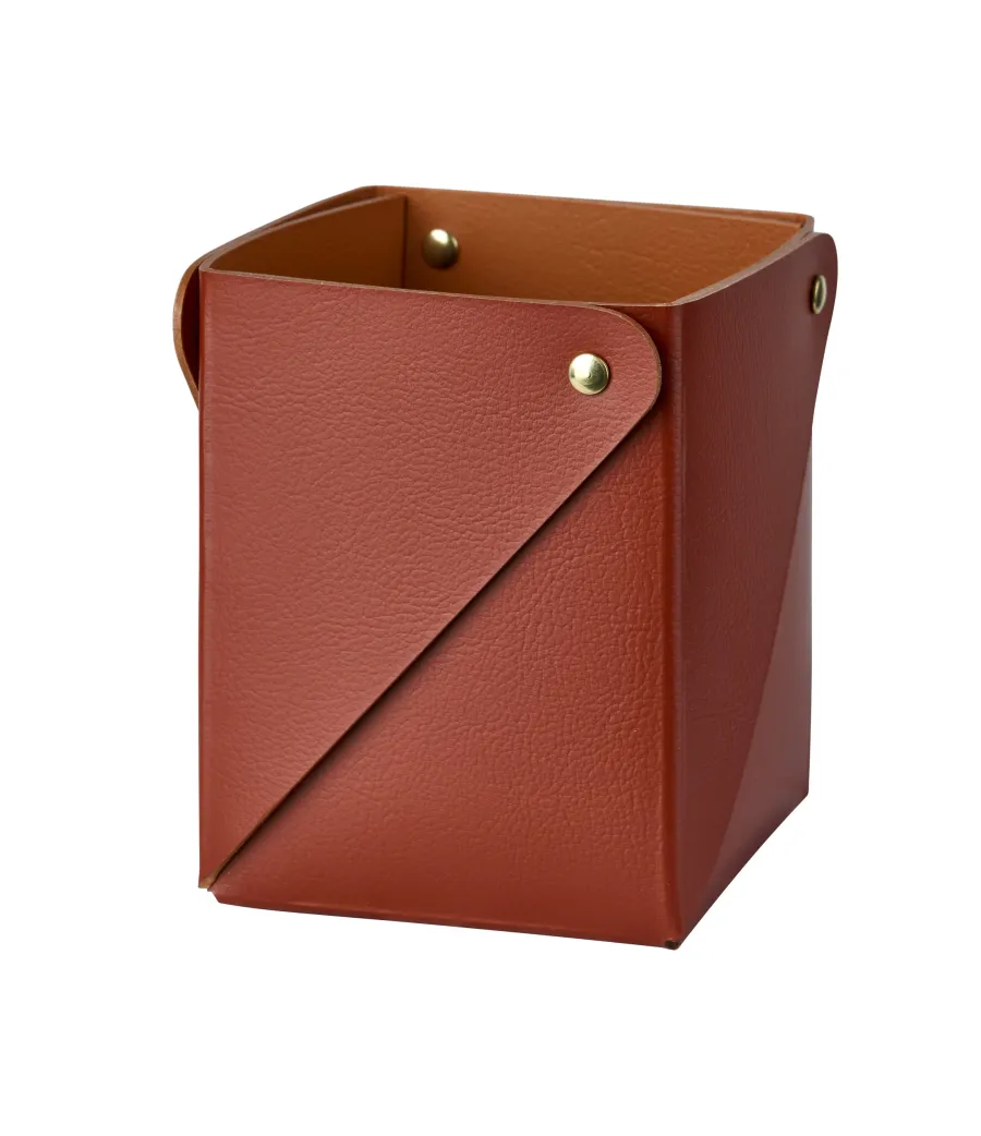 obrazek 1 Ekskluzywne pudełko Miu 7x7xH8 cm ze skóry w kolorze bordowym