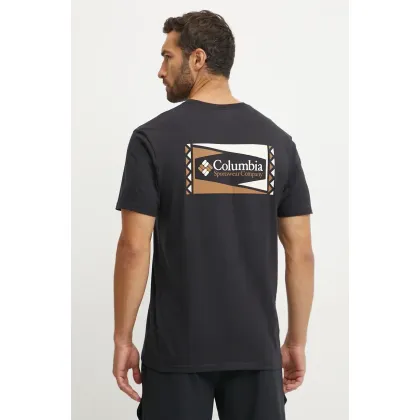 Zdjęcie Columbia t-shirt bawełniany kolor czarny z nadrukiem